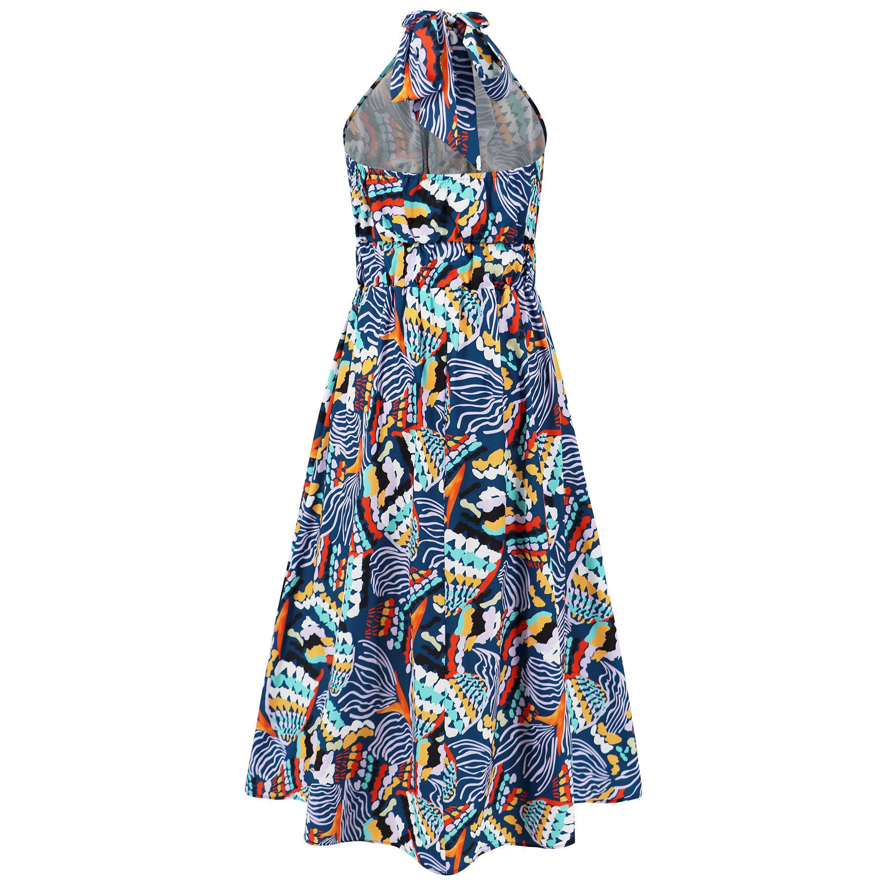 Women Sexy Stand Collar Sleeveless Printed Maxi Dress 20