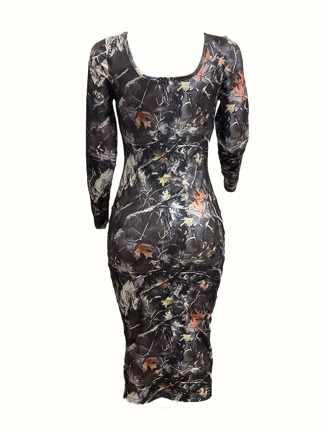 Women maple leaf sexy long-sleeved Bodycon dress 4