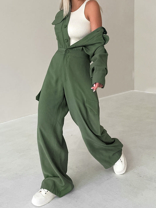 Women American long-sleeved Cargo Jumpsuit 5