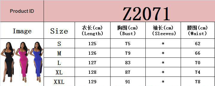 Summer Women sexy suspenders Solid slit dress 10