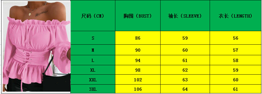 Autumn Long Sleeve Off-Shoulder Ruffle Women's Shirt 10