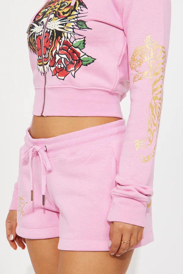 Women Printed Long Sleeve Top and Shorts Two-Piece Set 7