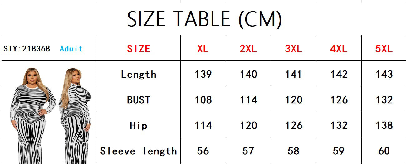 Plus Size Women's Irregular Striped Long Sleeve Dress 8