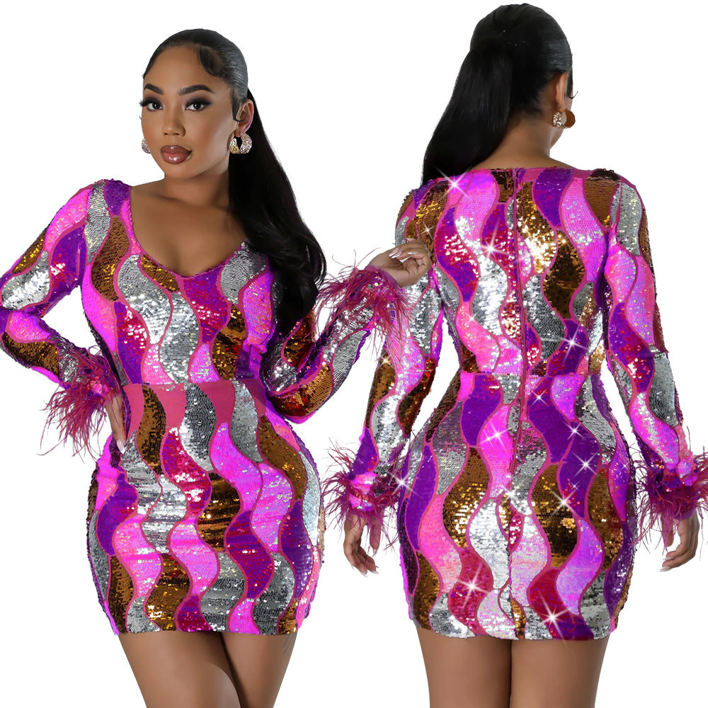 Stylish Sequin Sexy Bodycon Women Party Dress 5