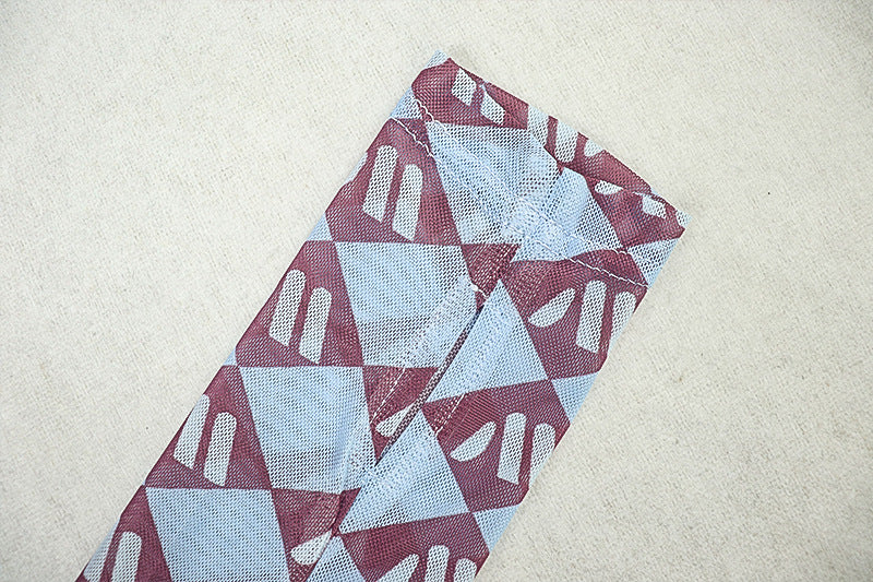 Women's Chic Semi-Sheer Printed High Neck Long Sleeve Fitted Bodycon Dress 13