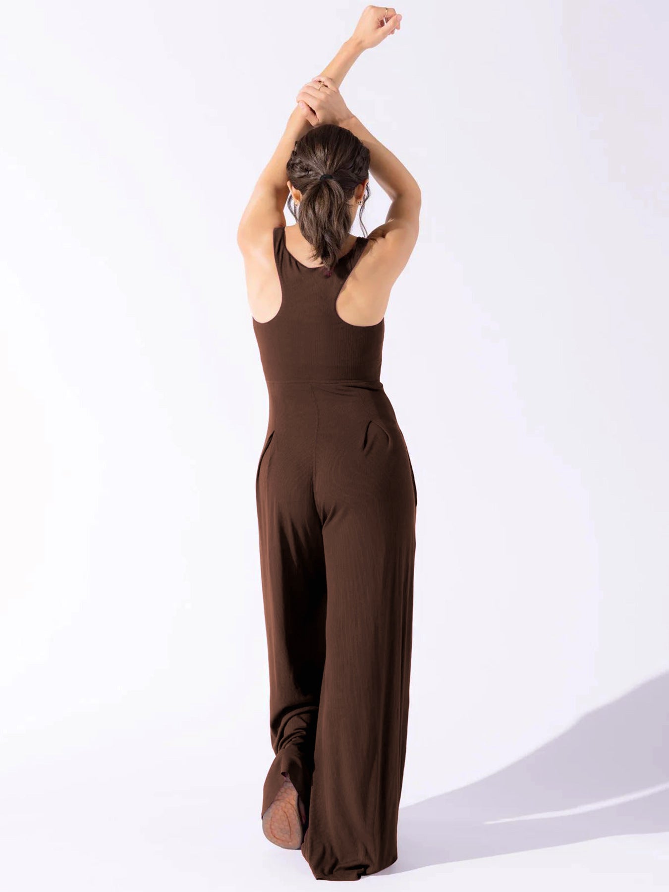 Spring Summer Loose Casual Women's Chic Sleeveless Slim Waist Jumpsuit 3