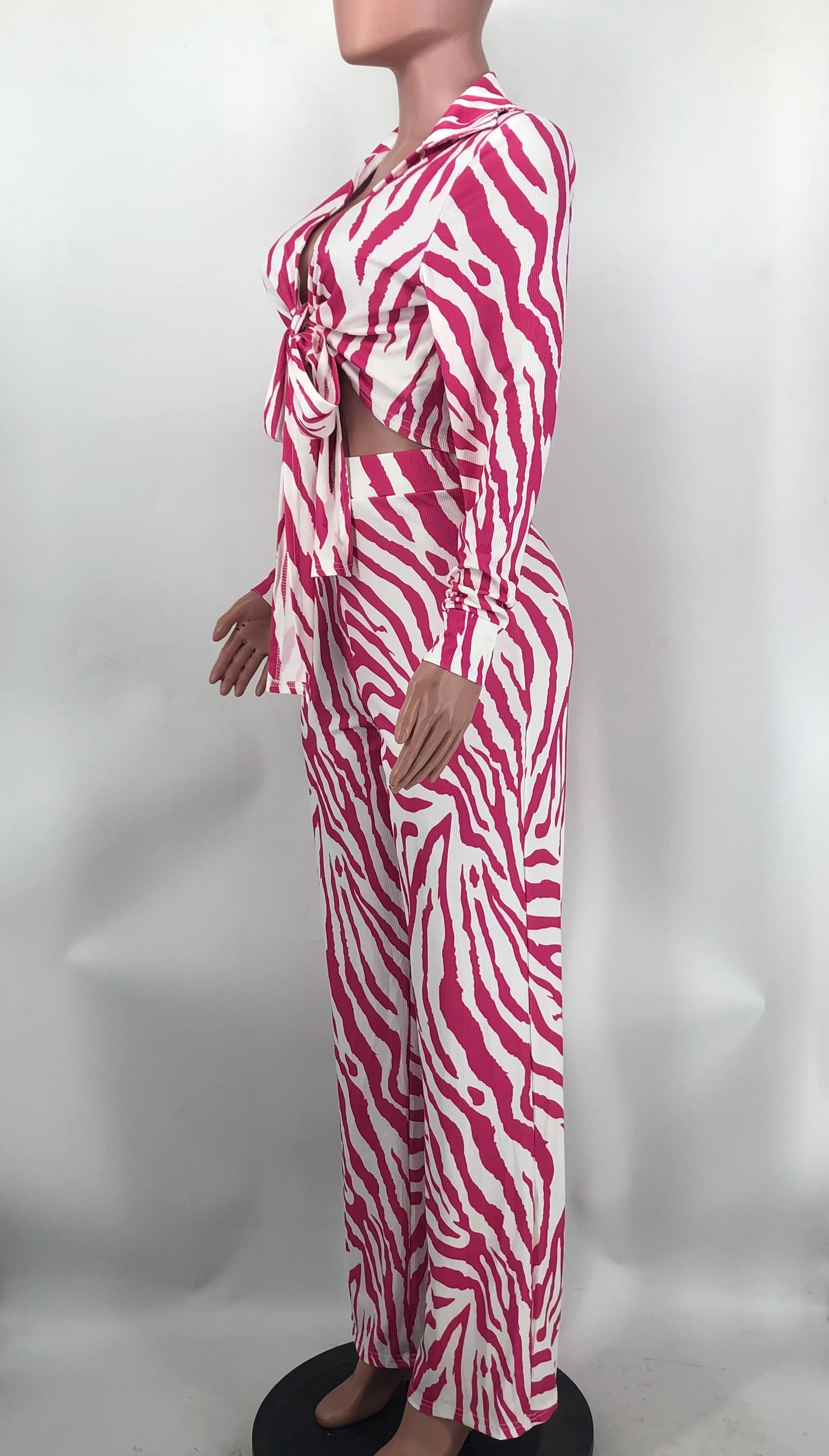 Spring Fall Pant Set Ribbed Print Crop Set 10