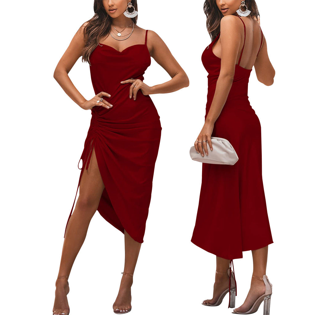 Women Sexy Solid Slip Dress 5