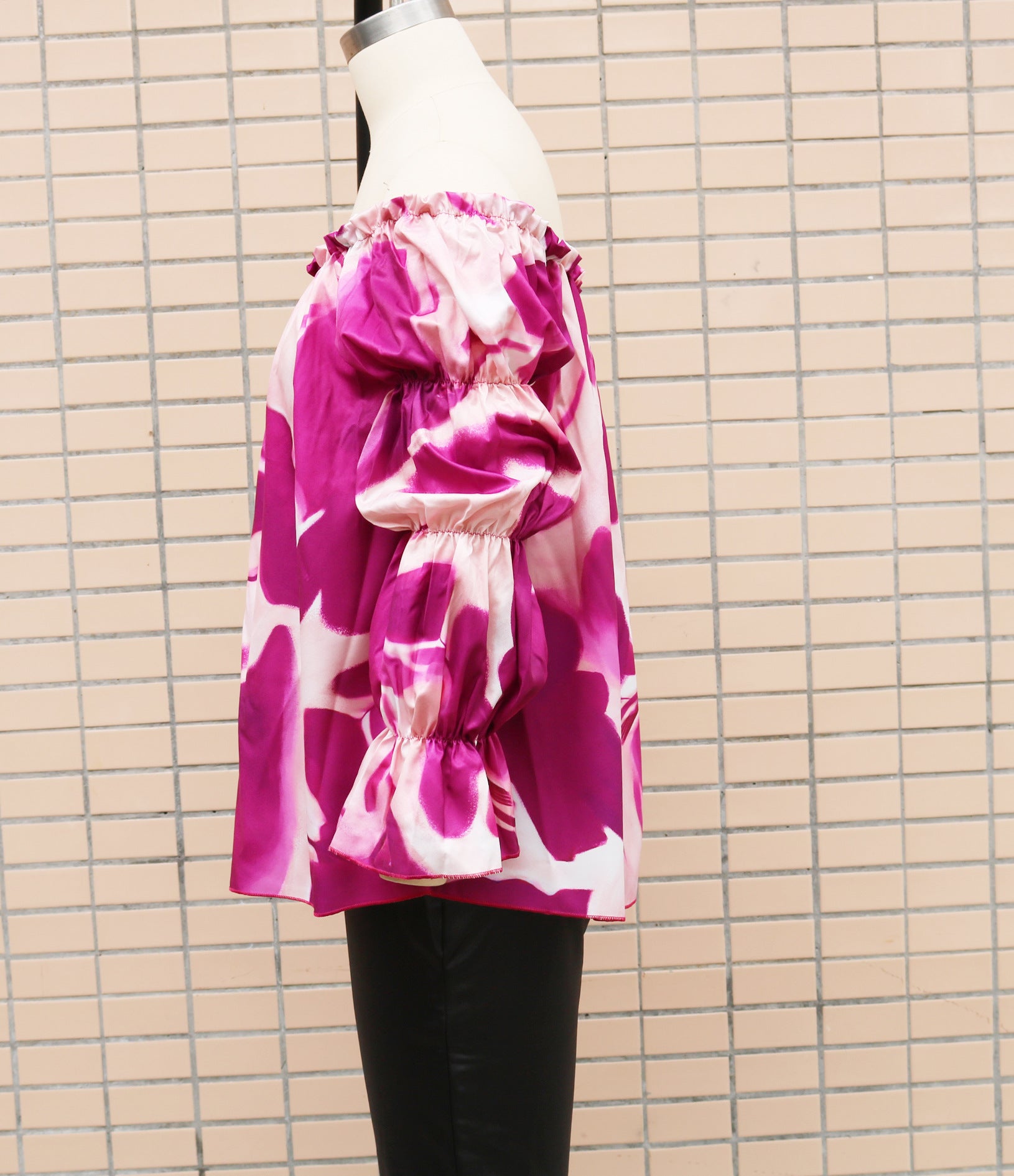 Off Shoulder Long Sleeve Printed Loose Women Casual Top 13