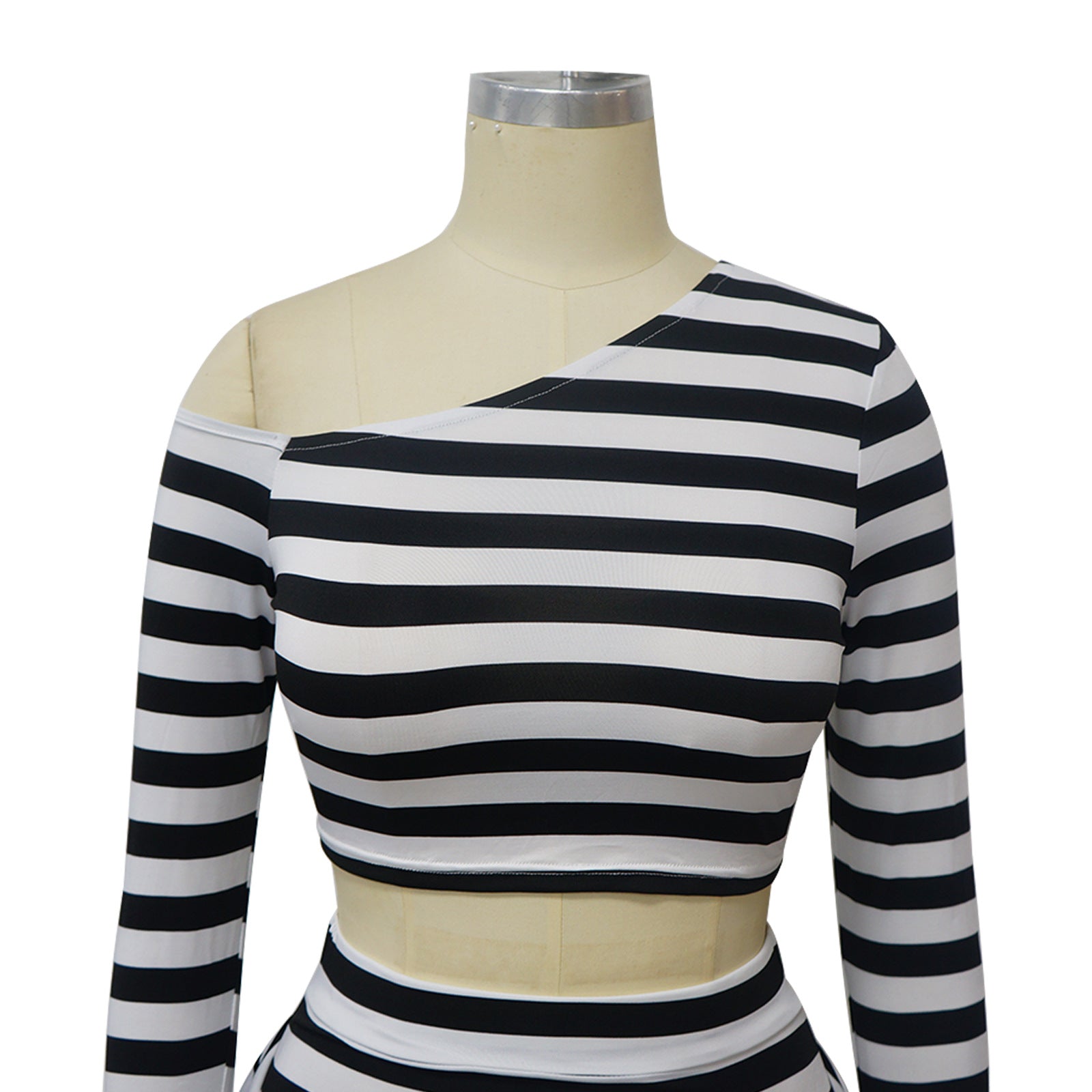 Women Sexy Slash Shoulder Bell Bottom Top and Mini Skirt two-piece set 16