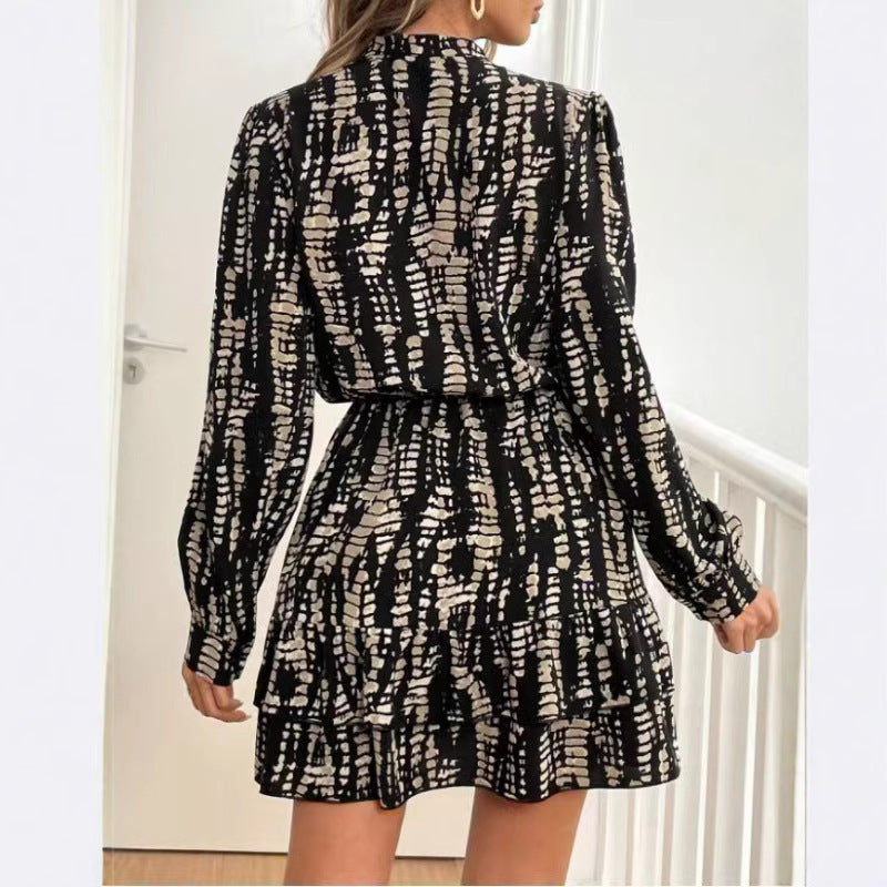 Women Summer Long Sleeve V-Neck Ruffle Dress 5