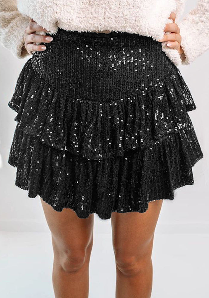 Women Fall Sexy Sequined Pleated Mini Skirt