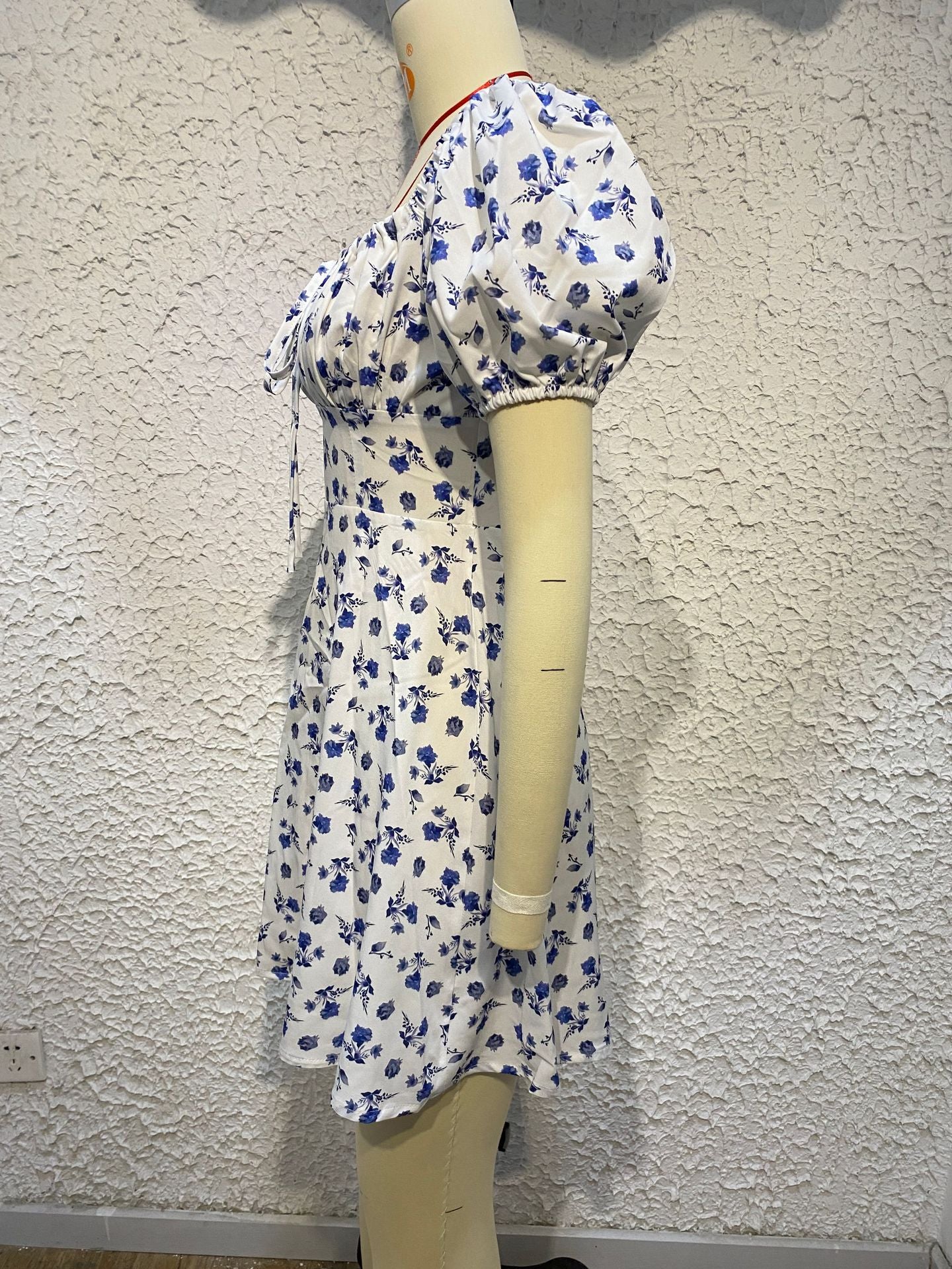 Women'S Summer Fashion Puff Sleeve Floral A-Line Summer Female Dress 17