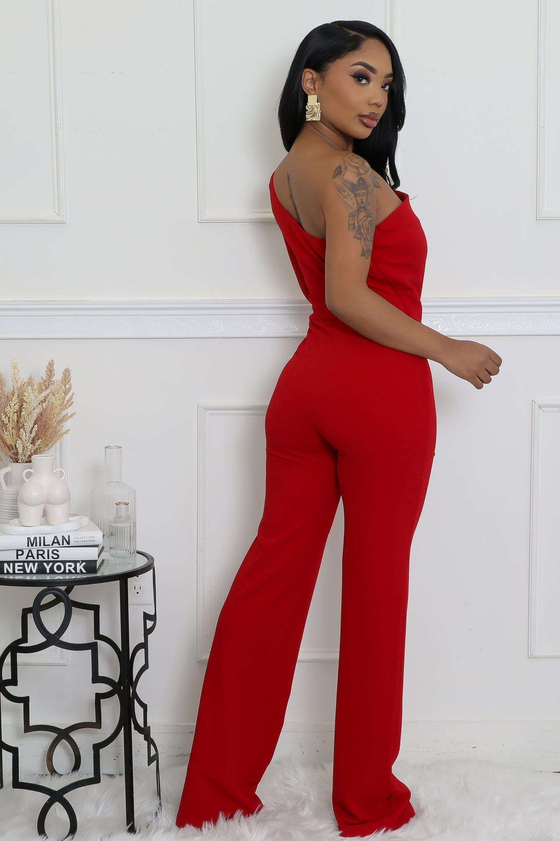 Women Sexy One Shoulder Long Sleeve Jumpsuits 12