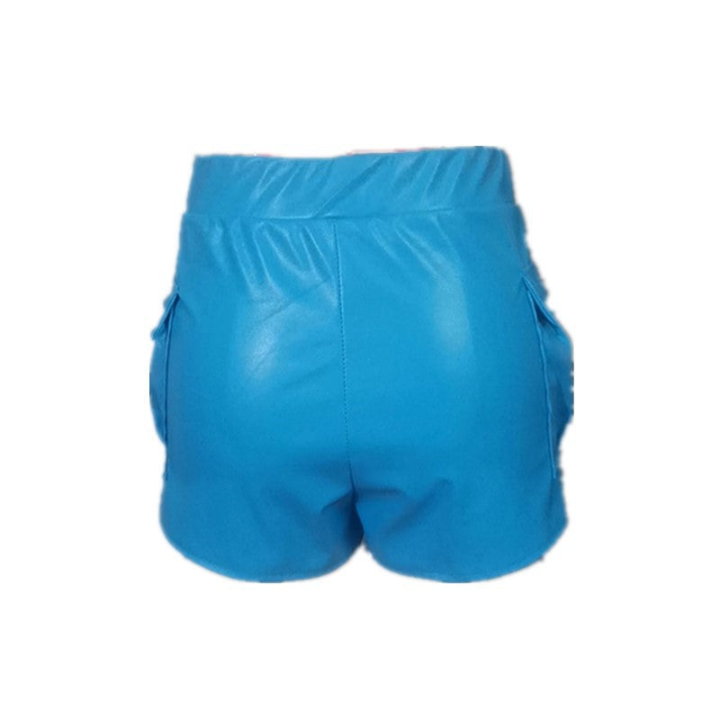 Women Stretch Pu Leather Shorts 14