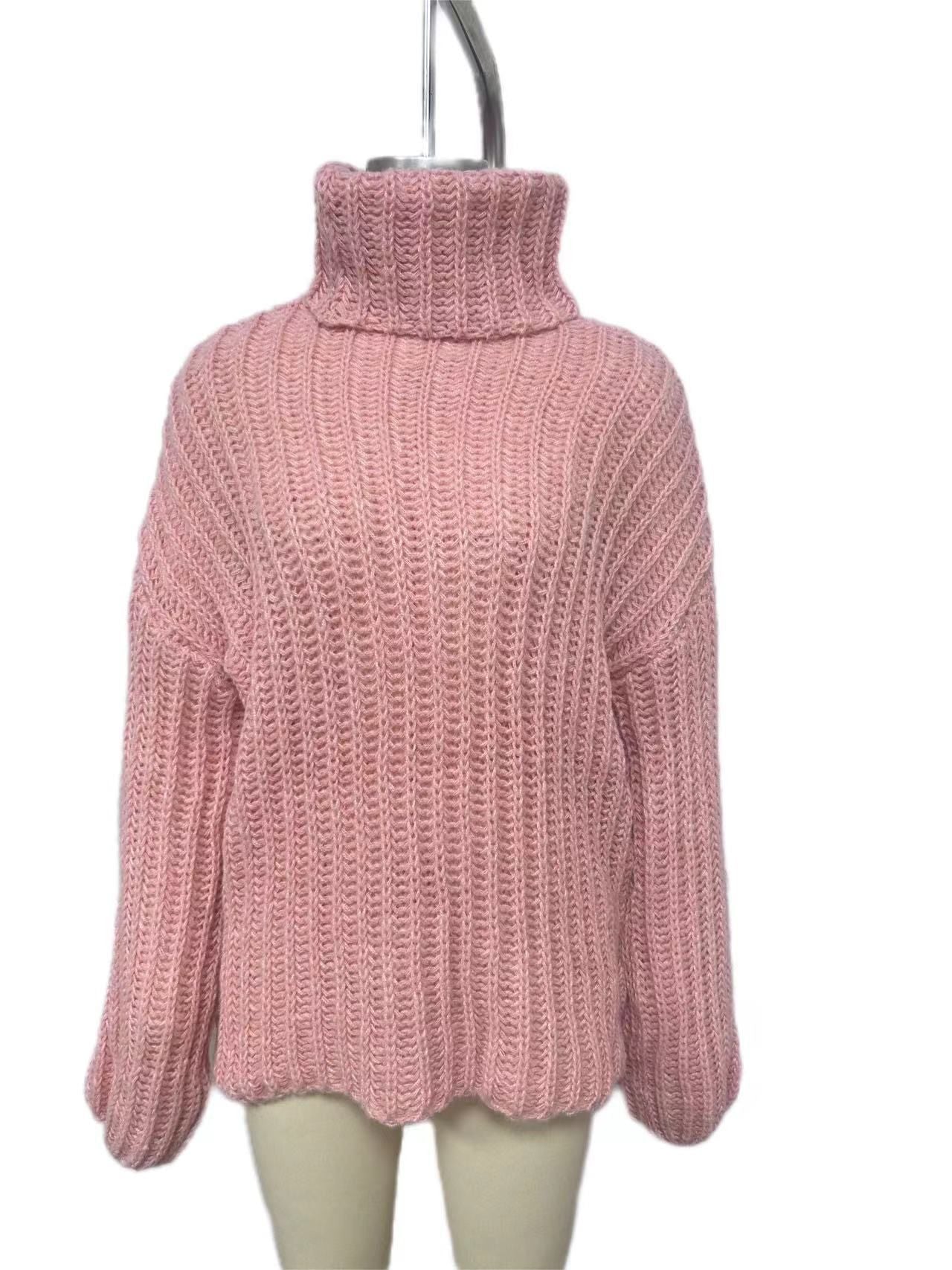 Women winter knitting outfit fluffy long sleeve sweater 15