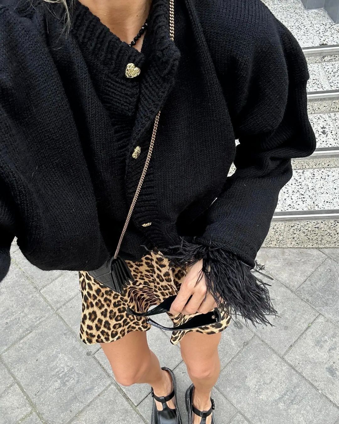 Women's Furry Patchwork Long Sleeve Button Knitting Cardigan 36