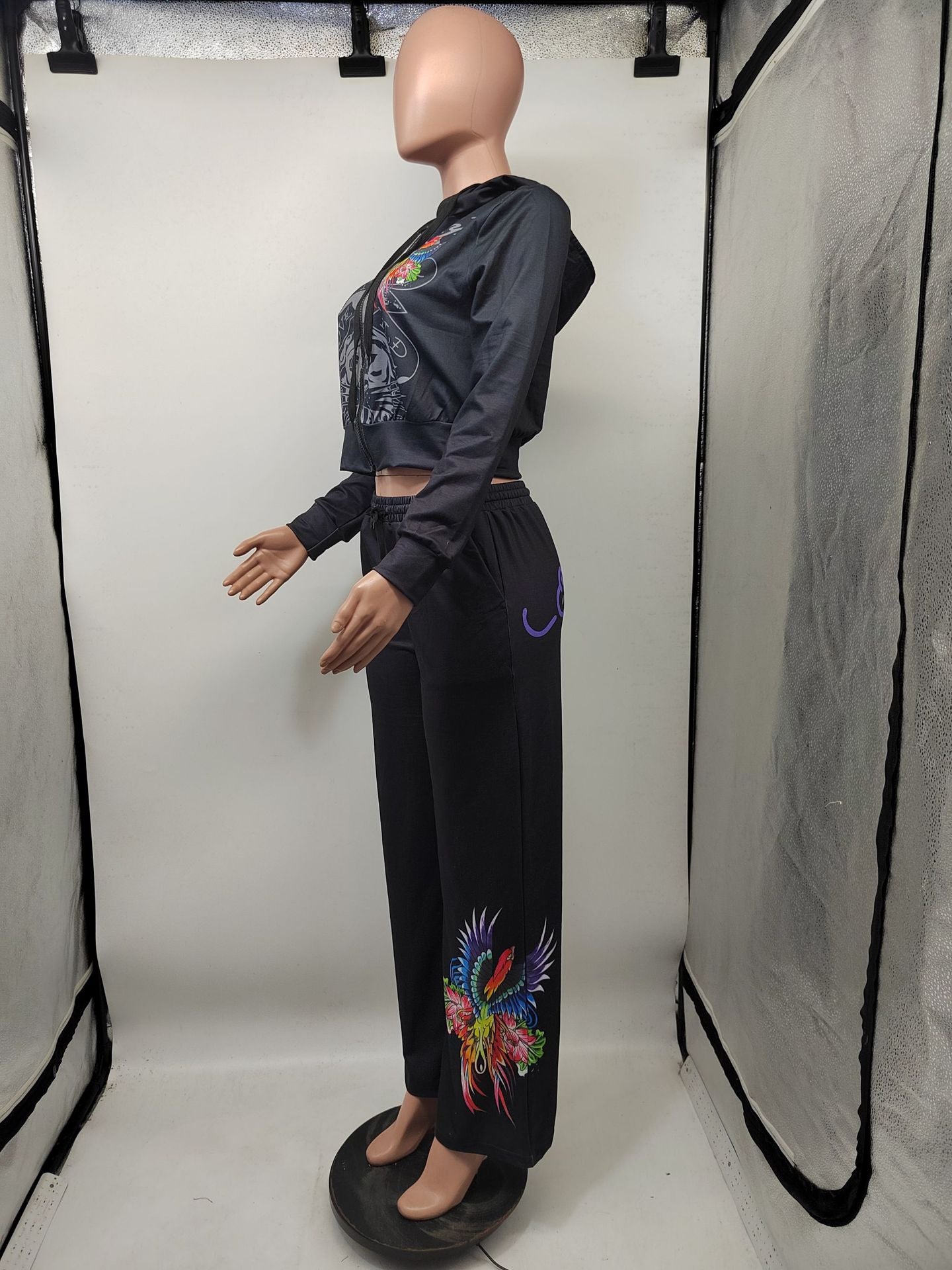 Women's Fashion Positioning Print Hoodies Casual Pants Two Piece Set 18