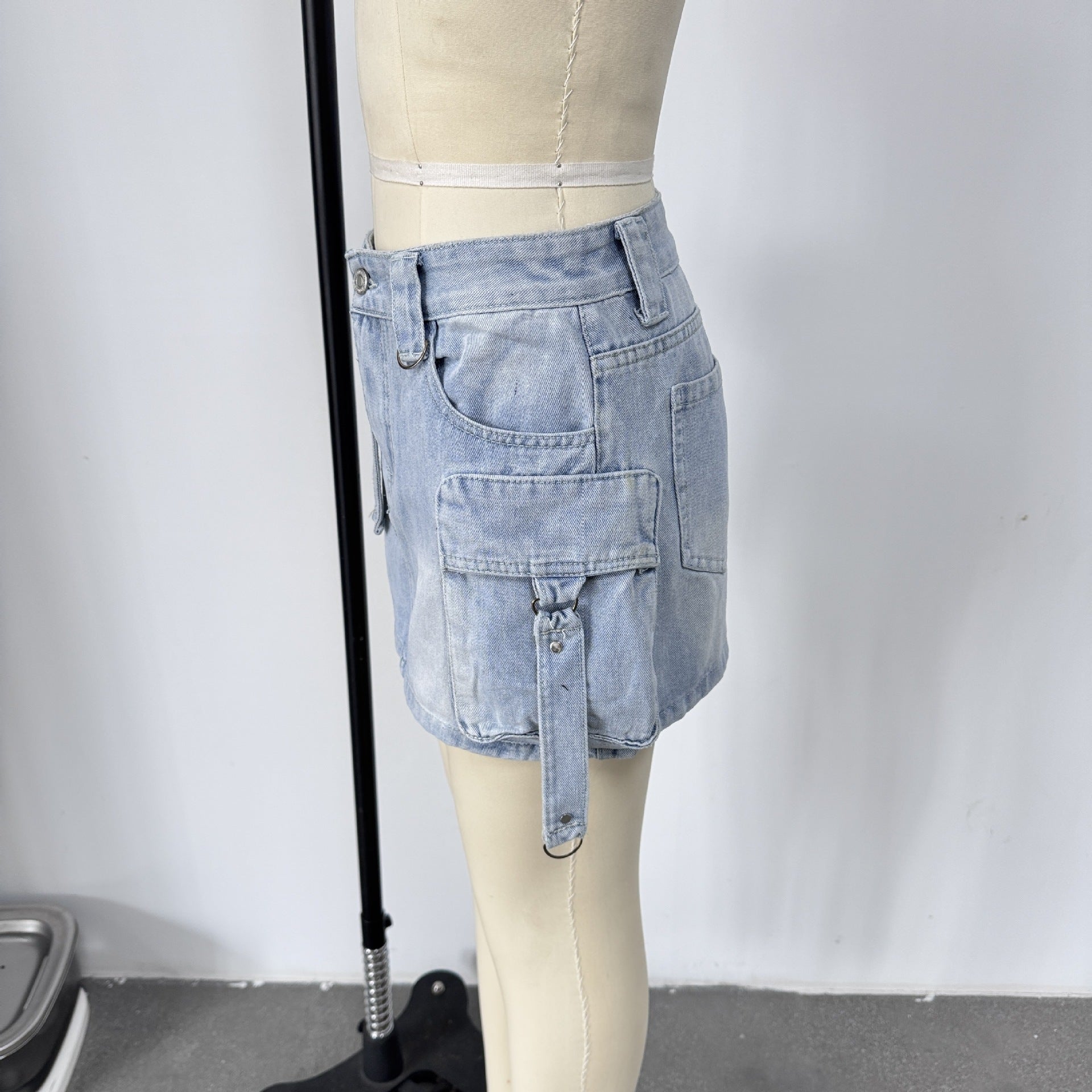Women Summer Cargo Denim Skirt 11