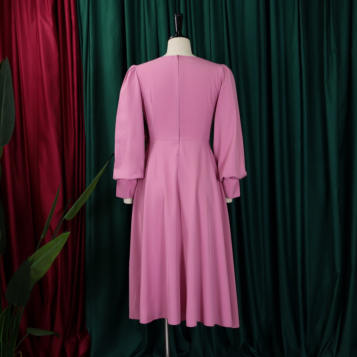 Plus Size Spring Elegant Solid Dress for Women 16