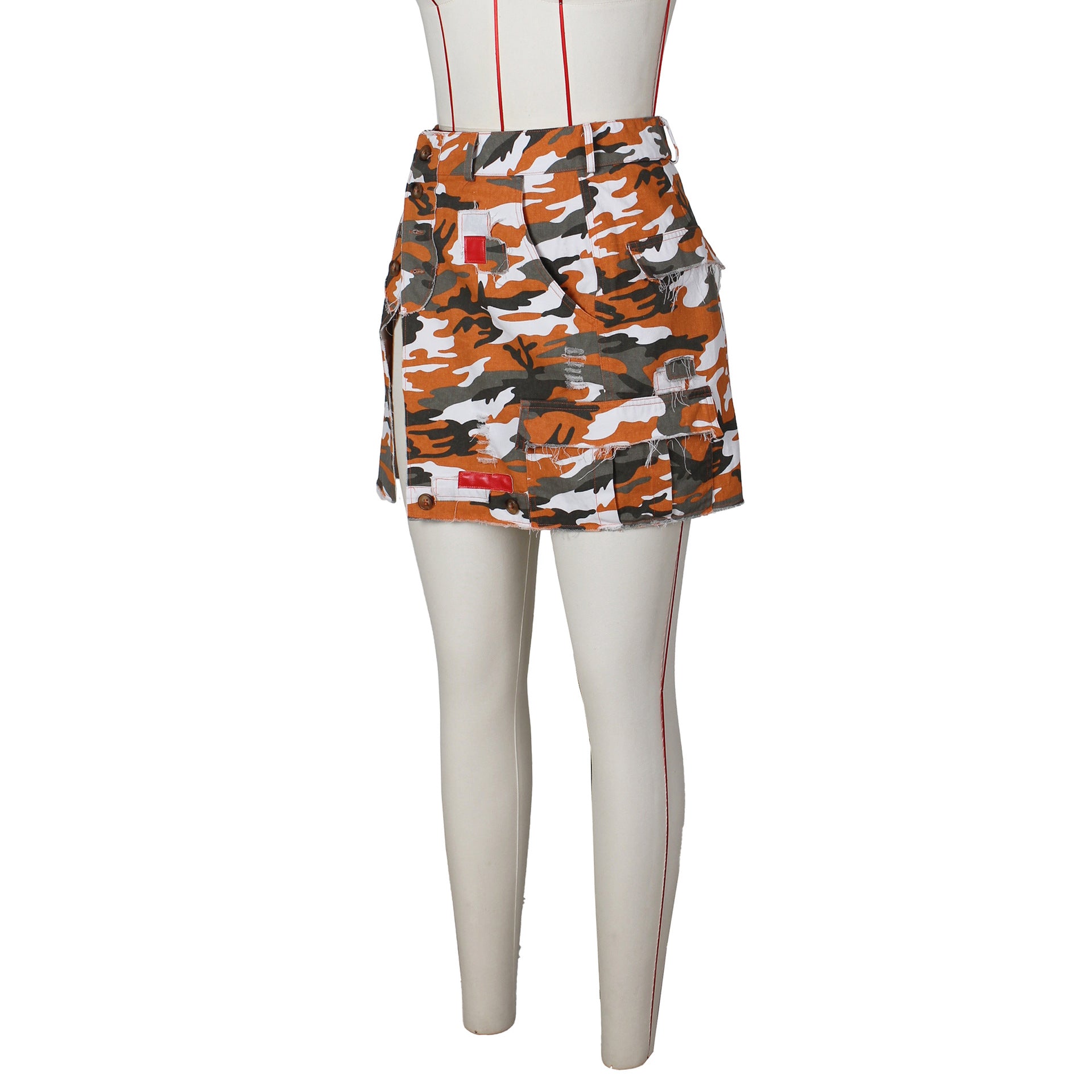 Women Summer Camouflage Patch Skirt 12