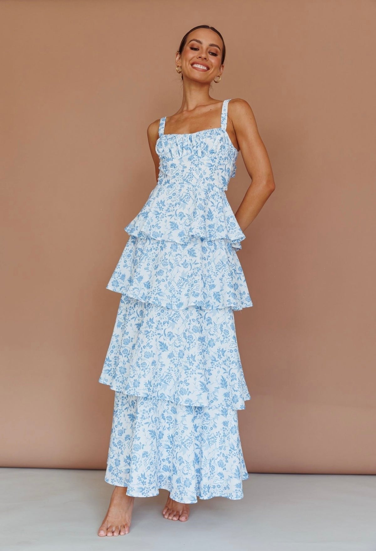 Spring And Summer Bow Floral Printed Holidays Party Chic Dress 3