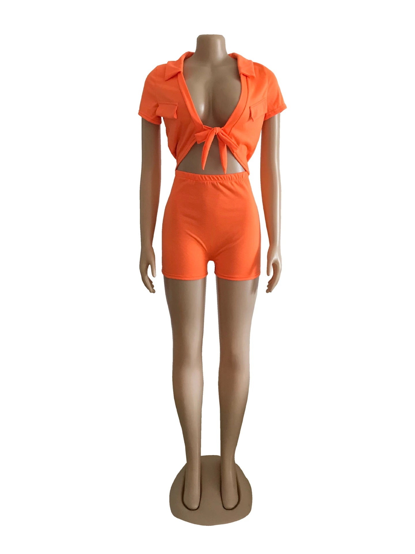 Women's Clothing Sexy Solid Color Lace-Up Suit 18