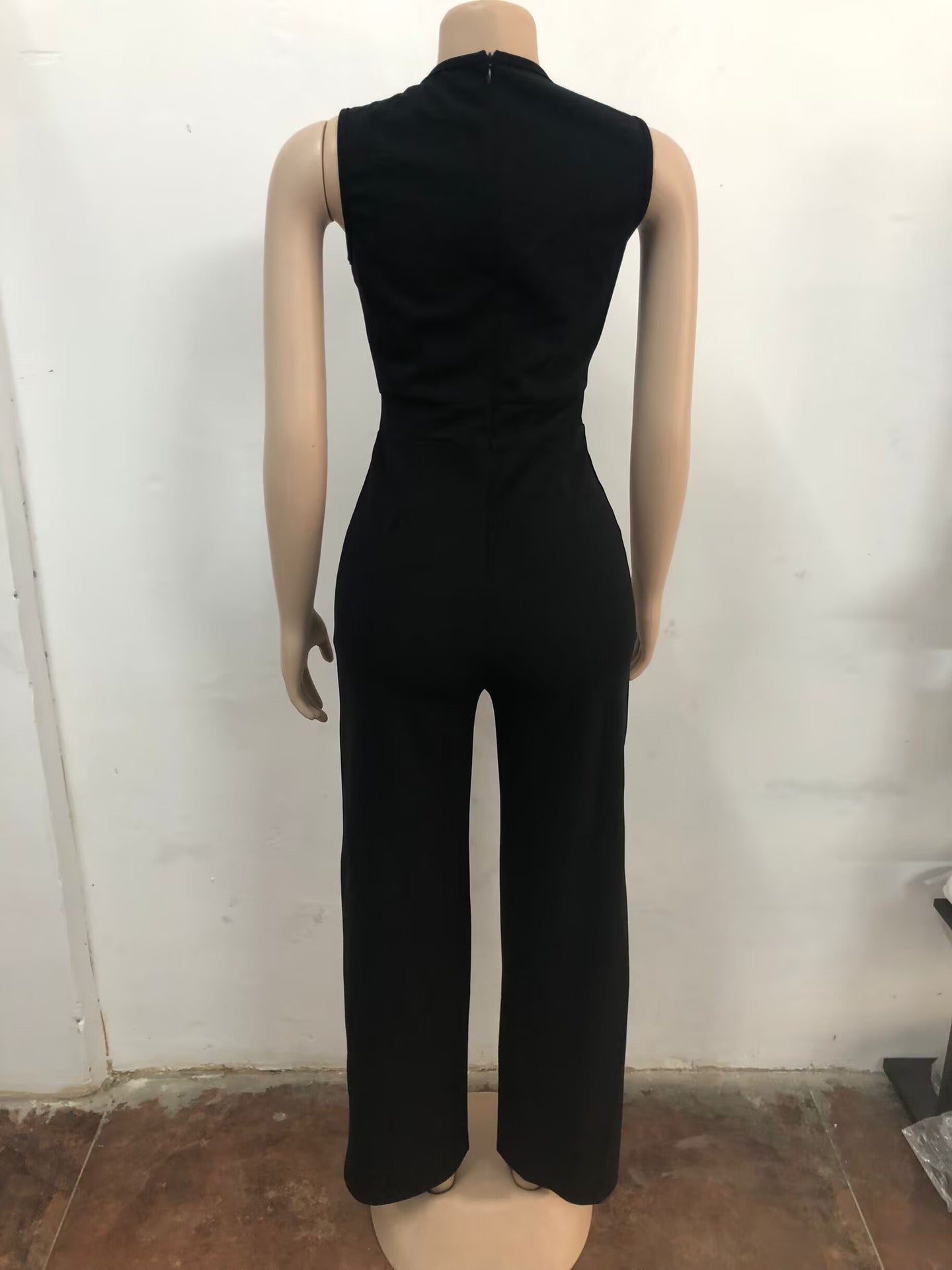 Women Elegant Style Line Sleeveless Wide-Leg Jumpsuit 6