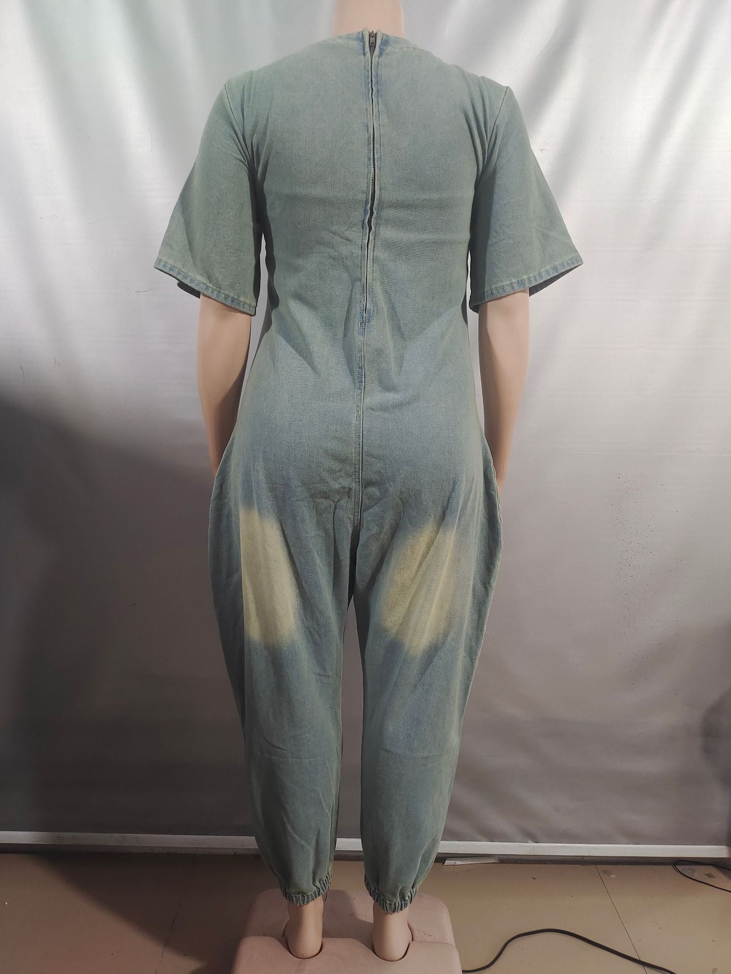 Women Style Pocket Washed Denim Jumpsuit 7