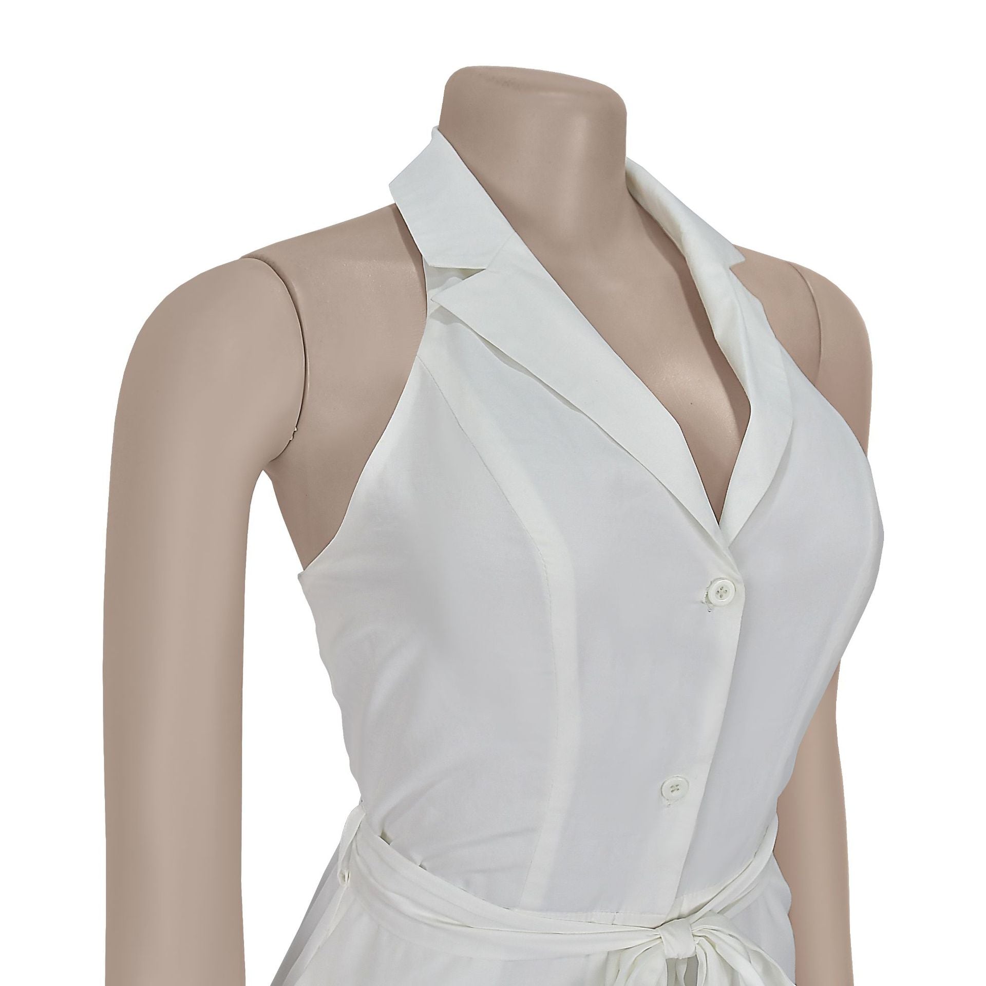 Women Summer Casual Solid V-neck Backless Jumpsuit 13