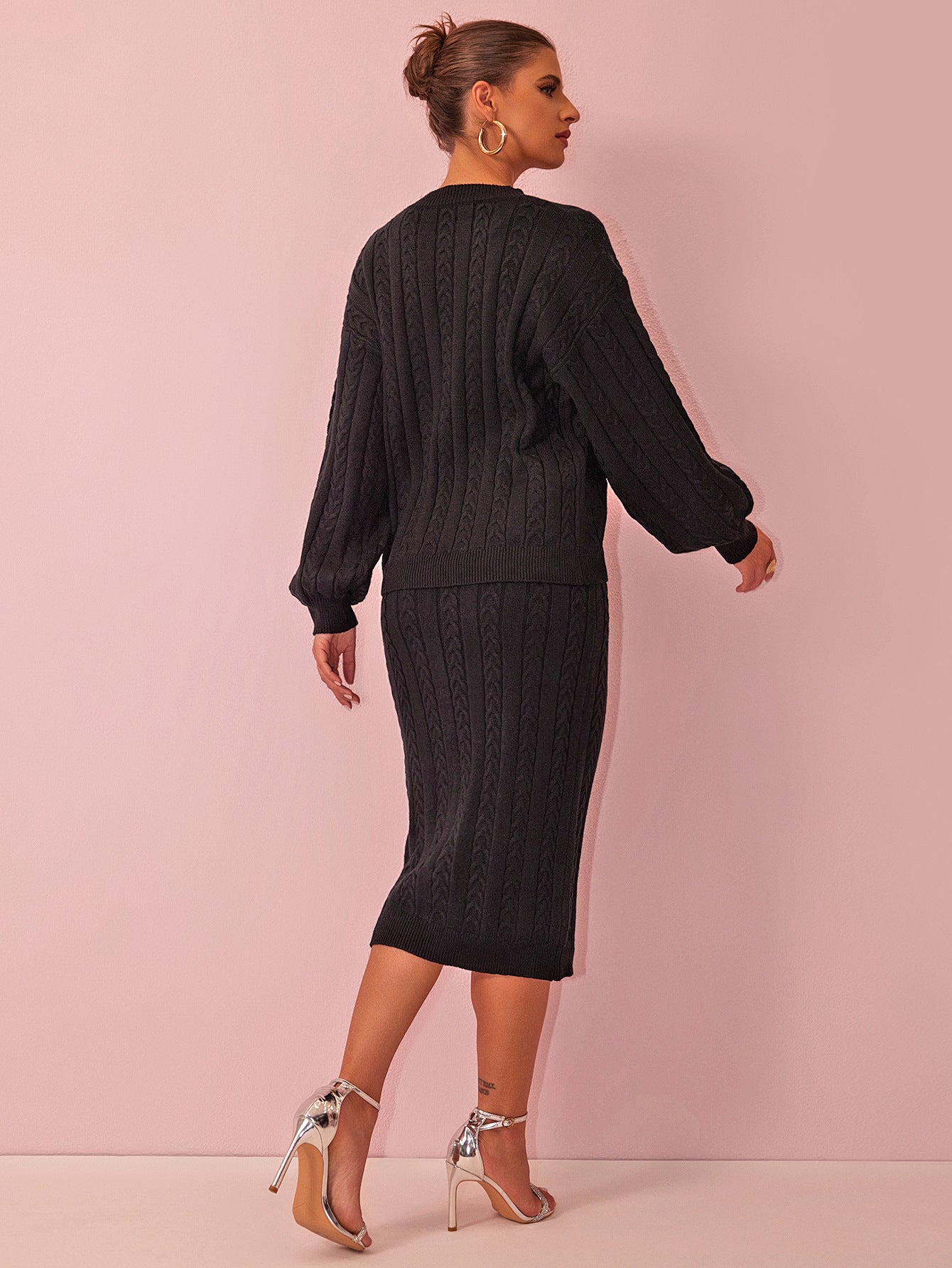 Autumn Winter Women's Clothing Fashionable Knit Sweater Skirt Women's Suit 8