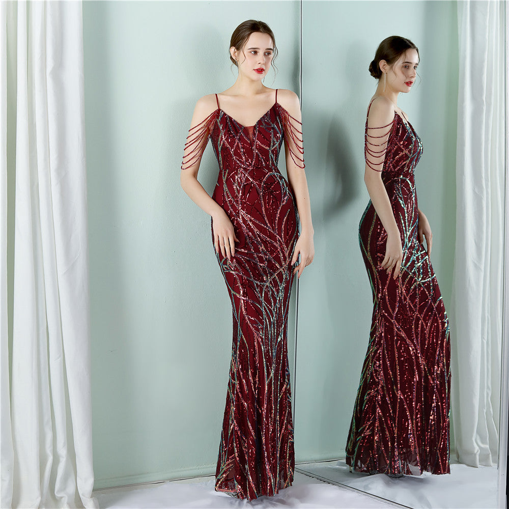 Plus Size Women Sequined Formal Party Maxi Evening Dress 12