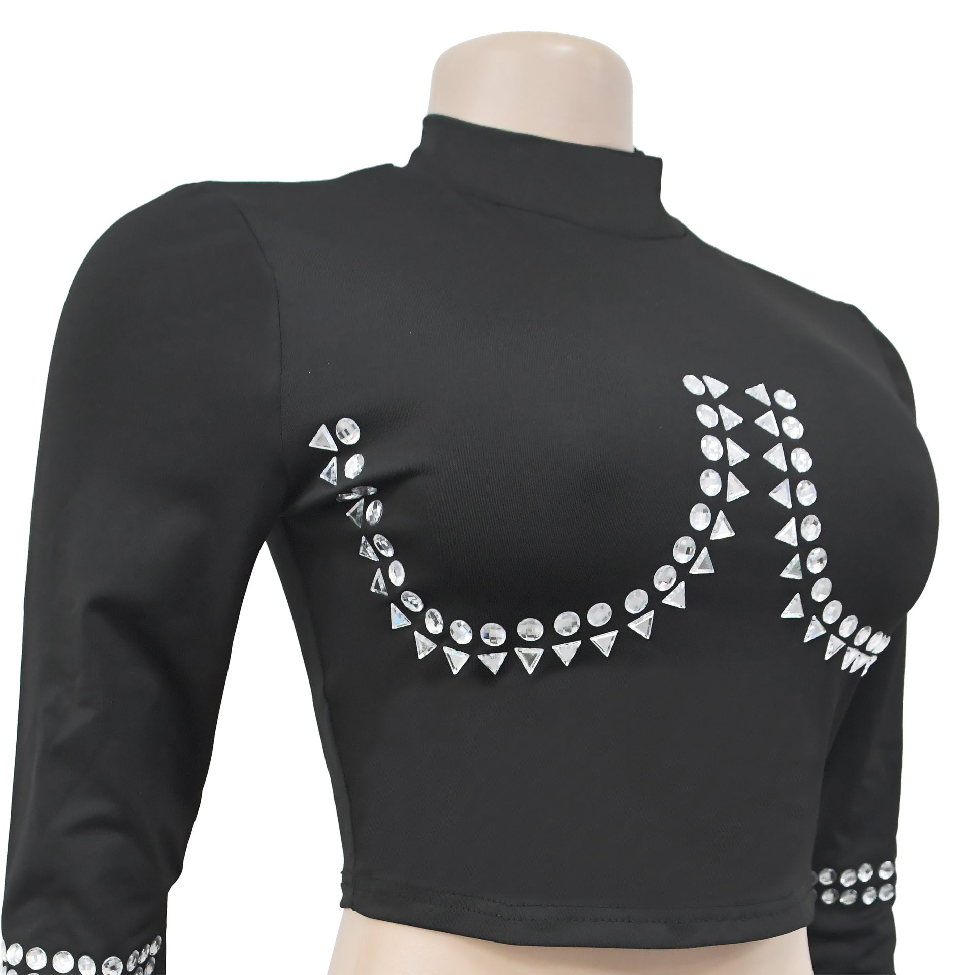 Women long sleeve sexy Top and Bodycon Beaded Skirt two-piece set（customized,MOQ 6pcs/size/color,process time 7-10 days） 9