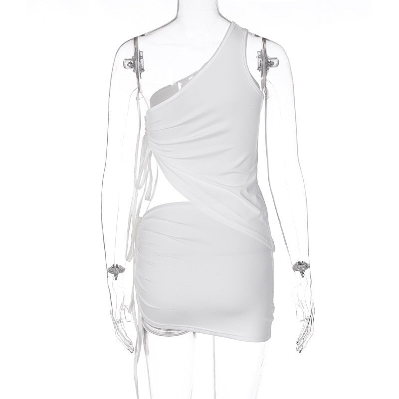 Women summer one-shoulder vest and wrinkled Mini Skirt two-piece set 18