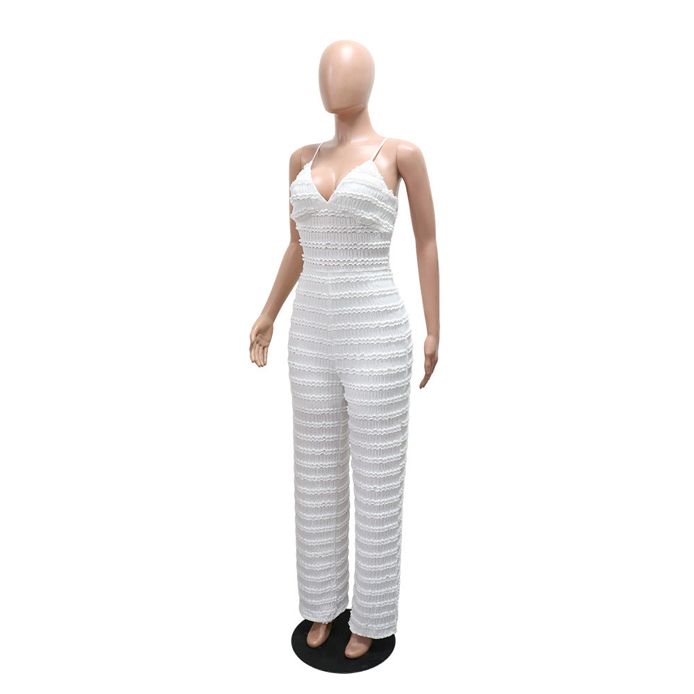 Sleeveless Strappy Wide-Leg Solid Color Slimming Jumpsuit for Women 4