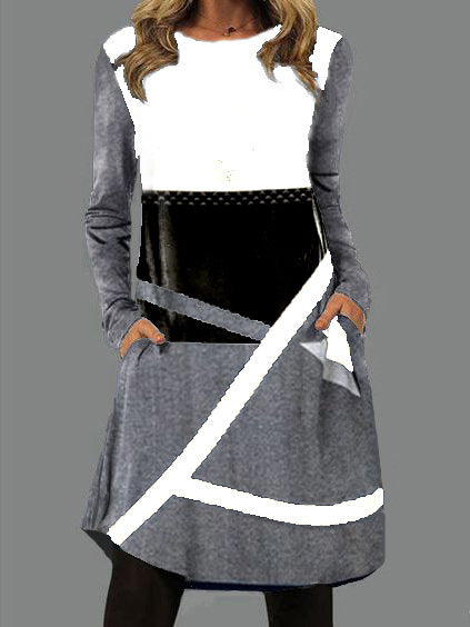 Autumn pocket loose irregular women's long-sleeved dress 17