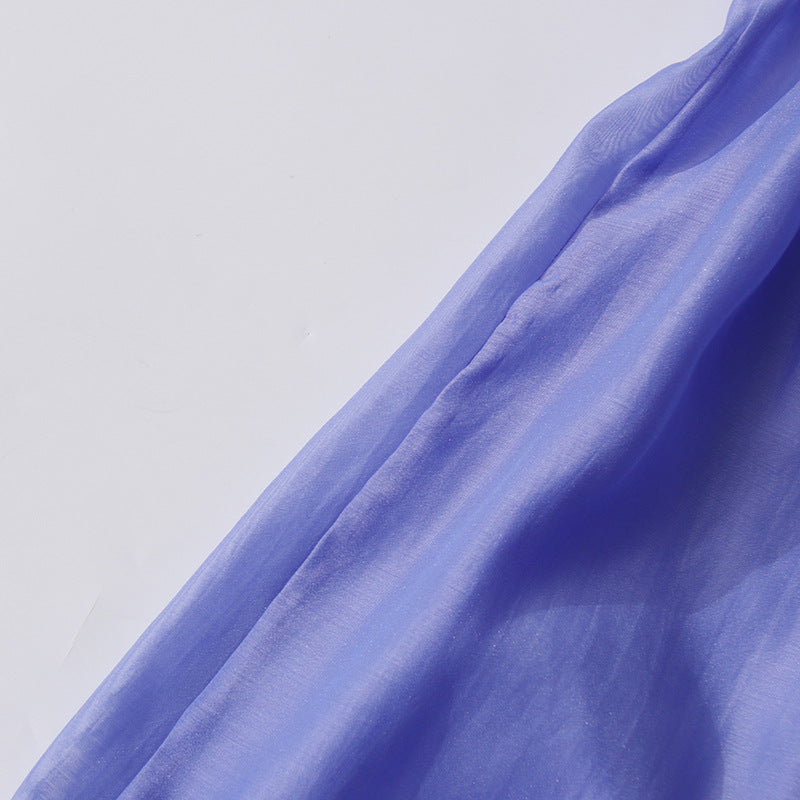 Women Solid Puff Sleeve Short Skirt Lace-Up Dress 14