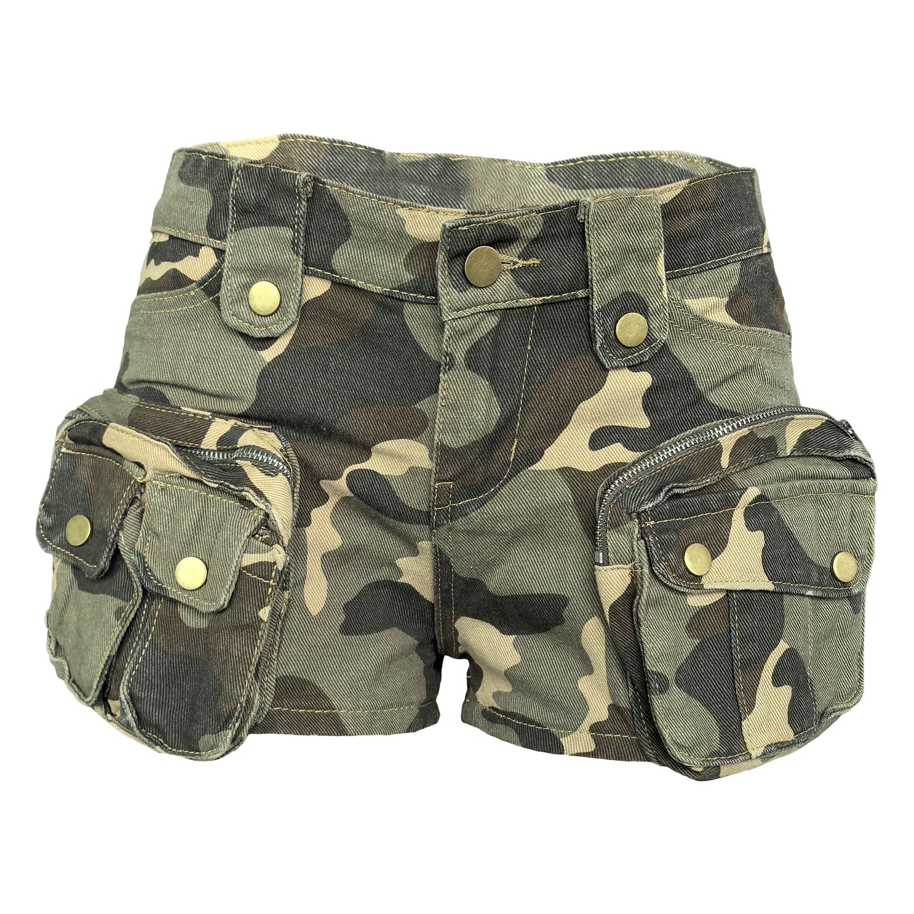 Women Pocket Camouflage Denim Shorts 5