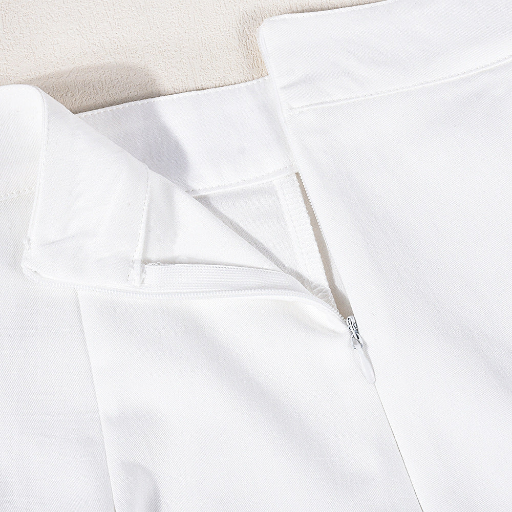 Summer Sexy Slim-Fitting Lace-Up Crop Turndown Collar Two Piece Pants Set For Women 9