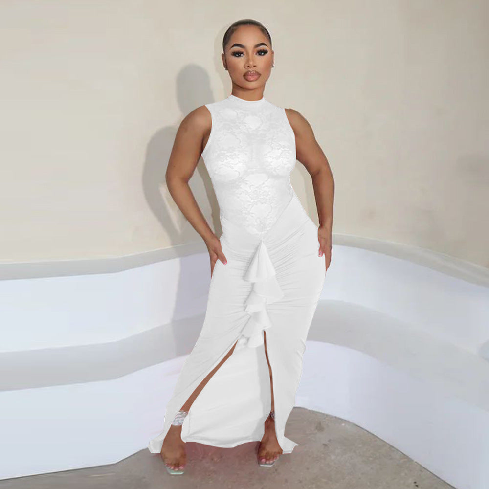 Women Sexy See-Through Lace Patchwork Mermaid Dress 8