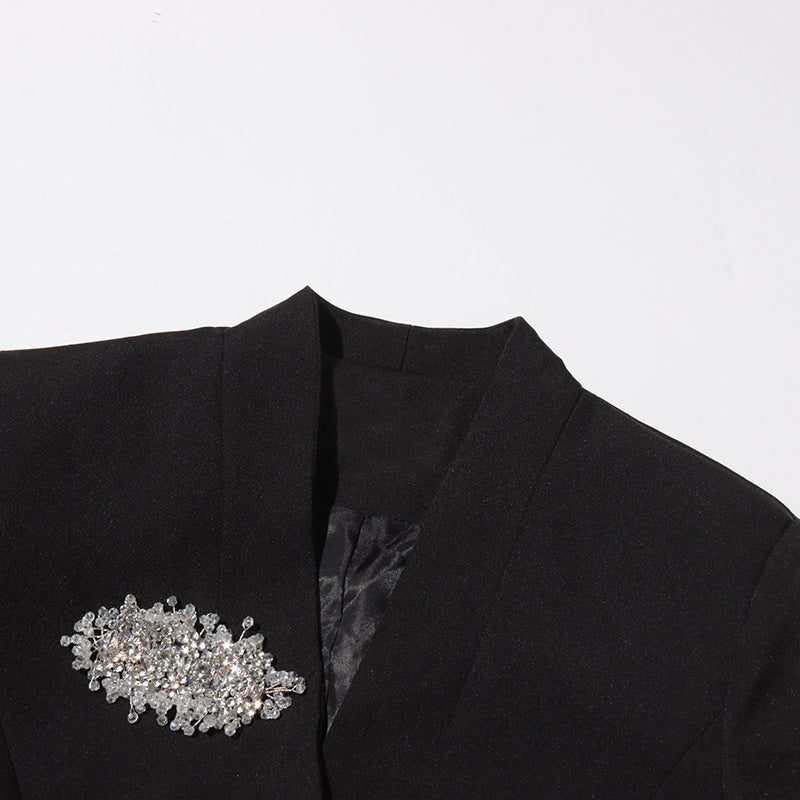 Women British style v-neck beaded Beaded Blazer 12
