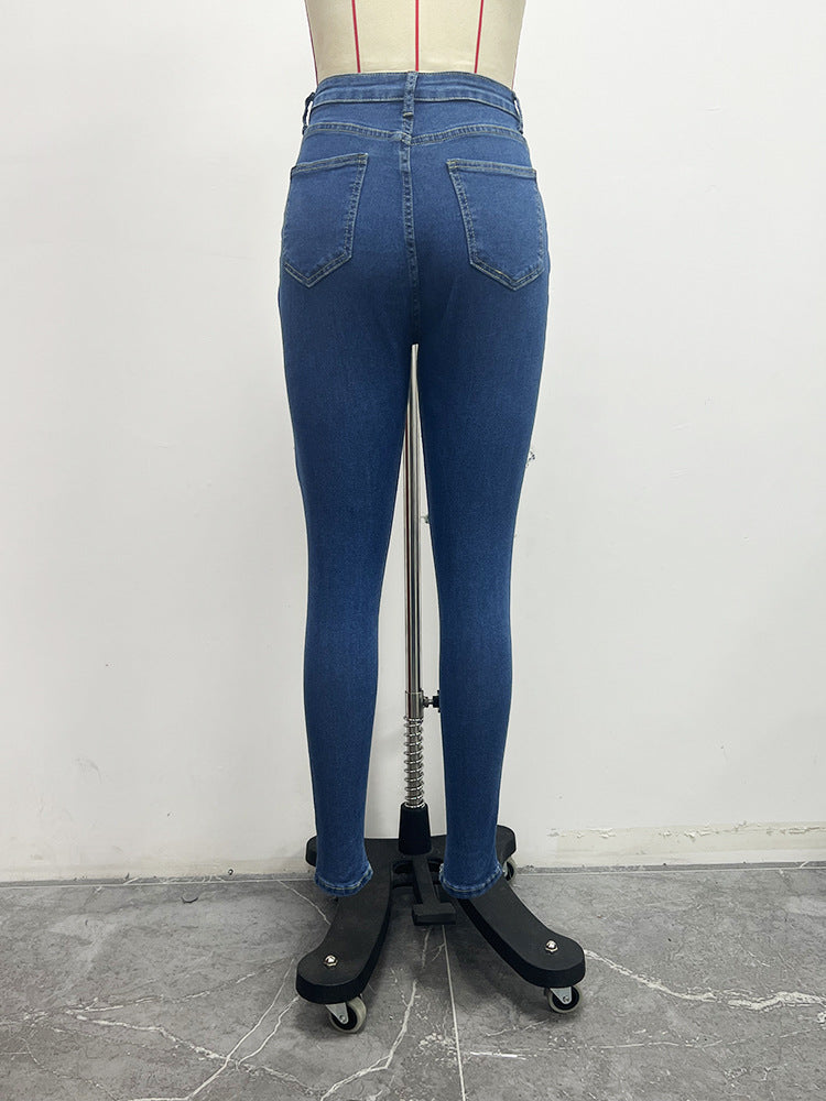 Style Trendy Ripped Women's Tight  Denim Pants 10