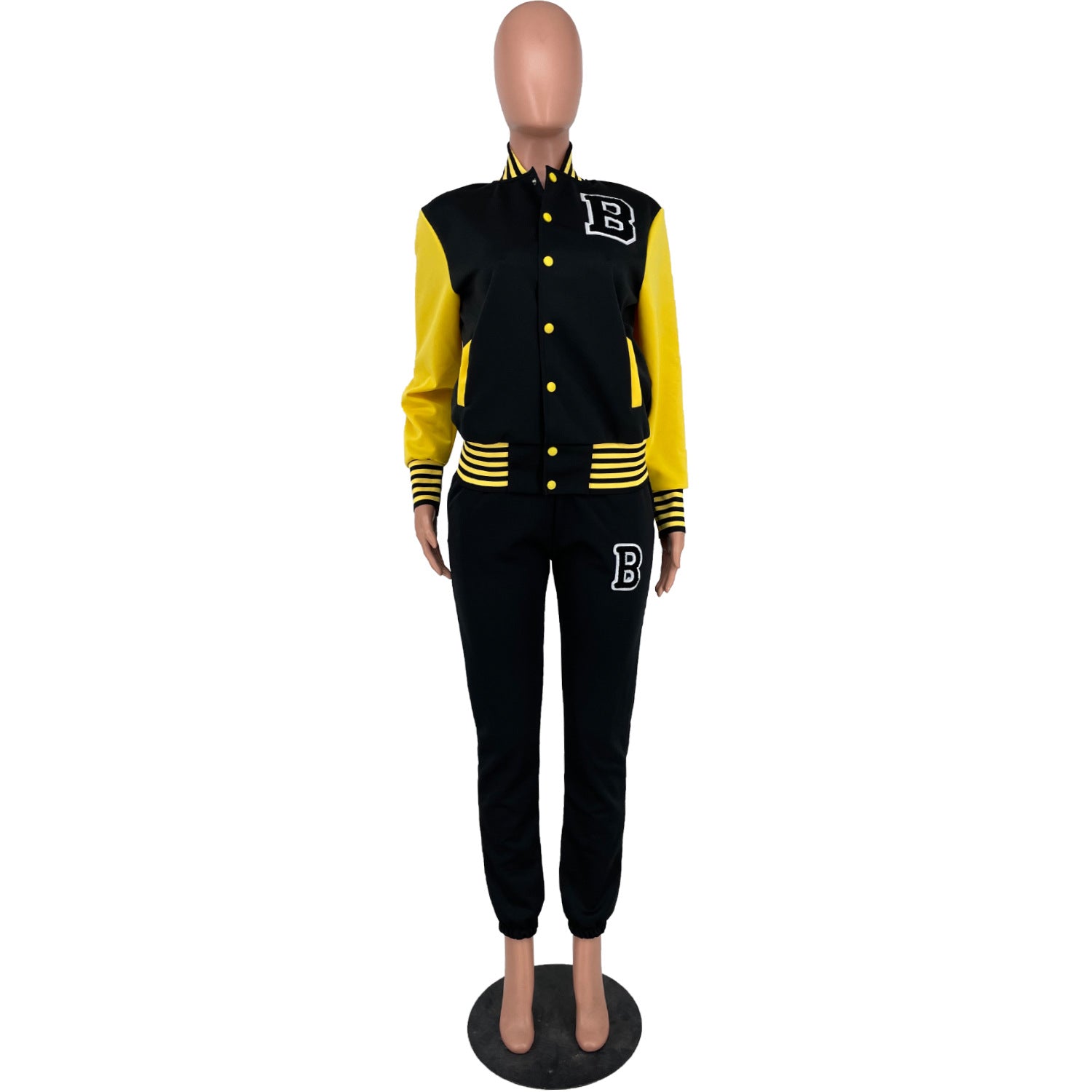 Women Letter Baseball Jacket and Pant Two-Piece Set 30
