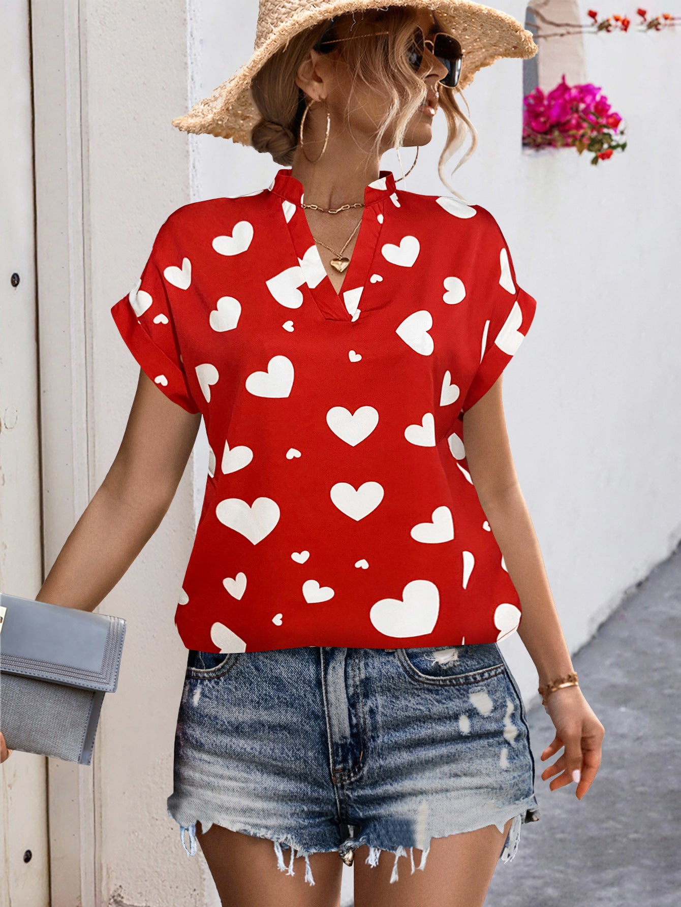 Women Heart Print Shirt 9