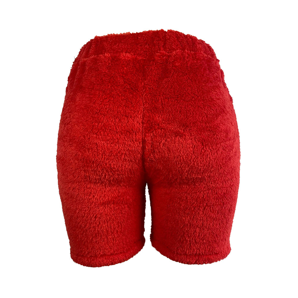 Women's Autumn Winter Casual Trousers Fashion Slim Fleece Casual Shorts 10