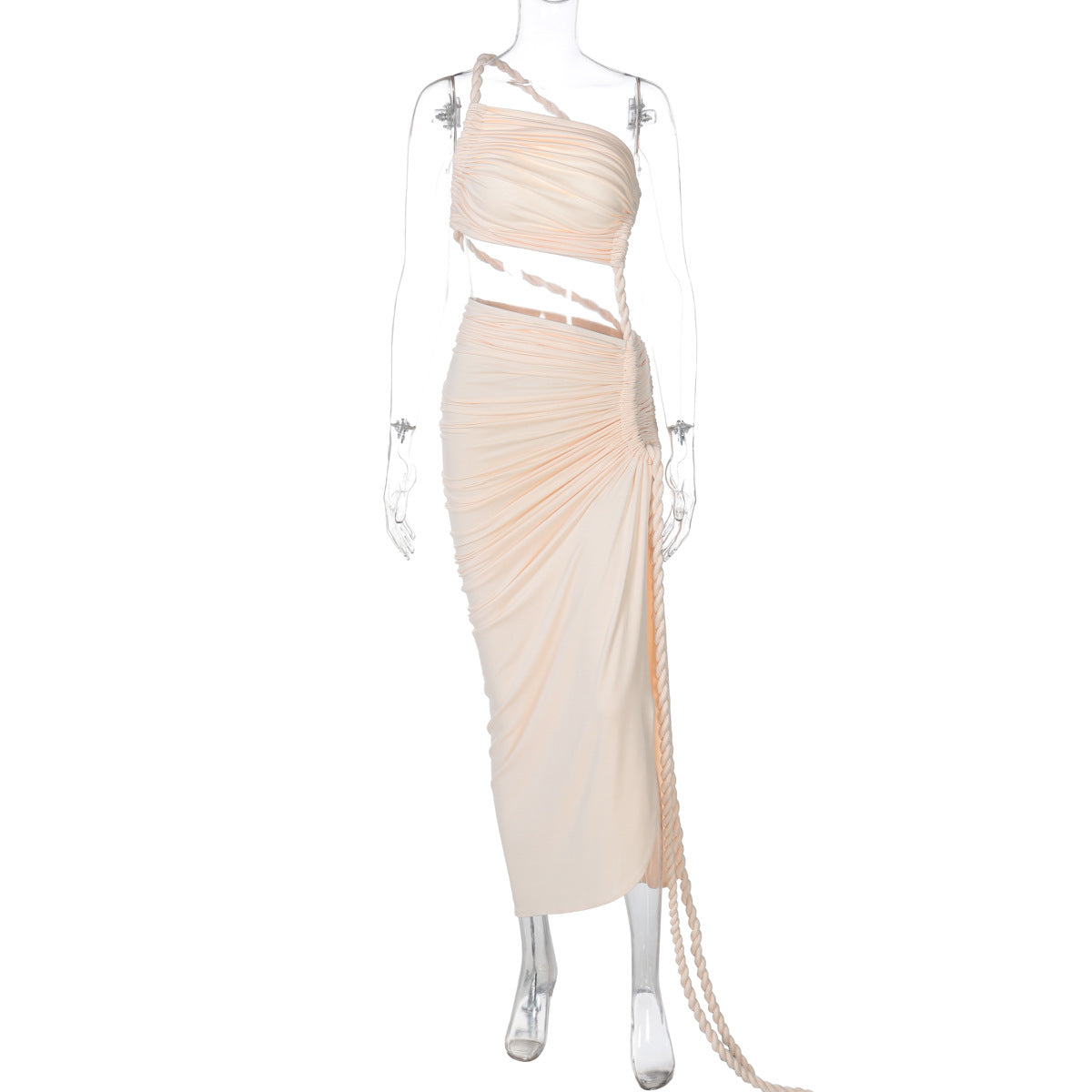 Women’s Summer One Shoulder Low Back Cutout ruched Dress 10