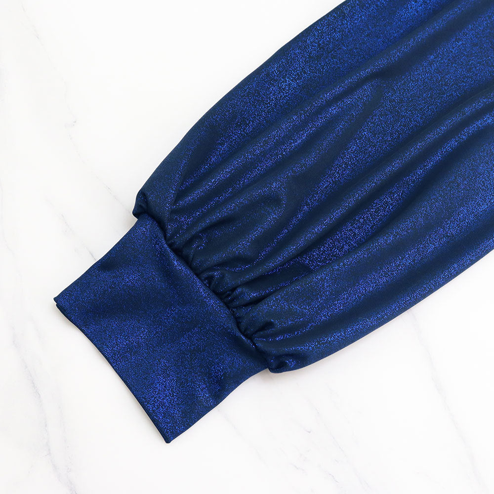 Women Chic Pleated Puff Sleeve Slit Mermaid Dress 9