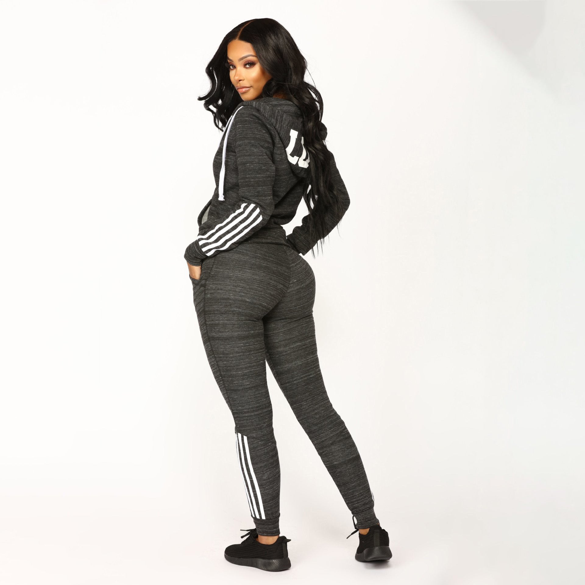 Women Long Sleeve Hoodies and Long Pants SportswearTwo Piece Set 8