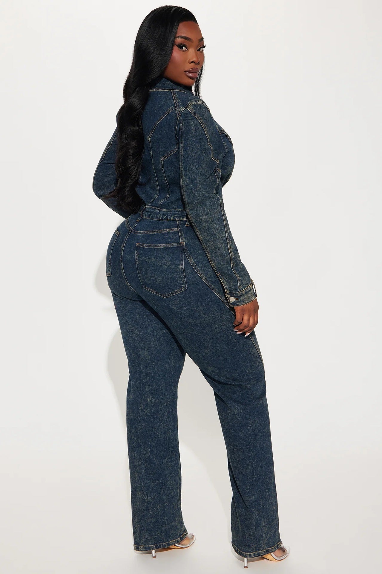 Women’s Casual Long-Sleeve Denim Jumpsuit 4