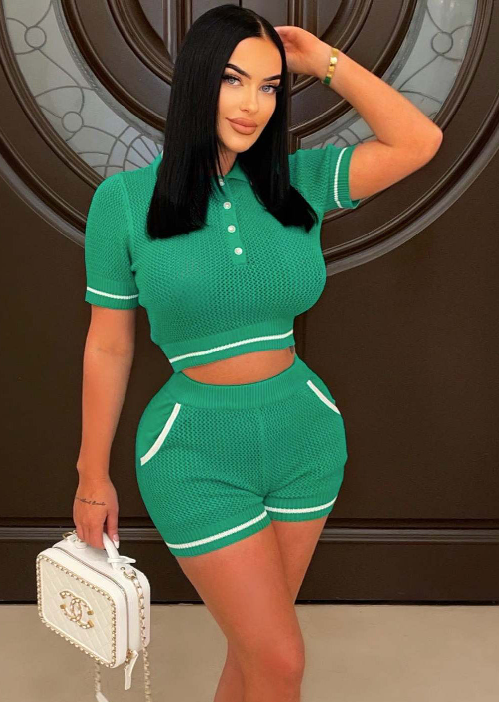 Women's Fashion Wool Knitting Contrasting Color Pants 4